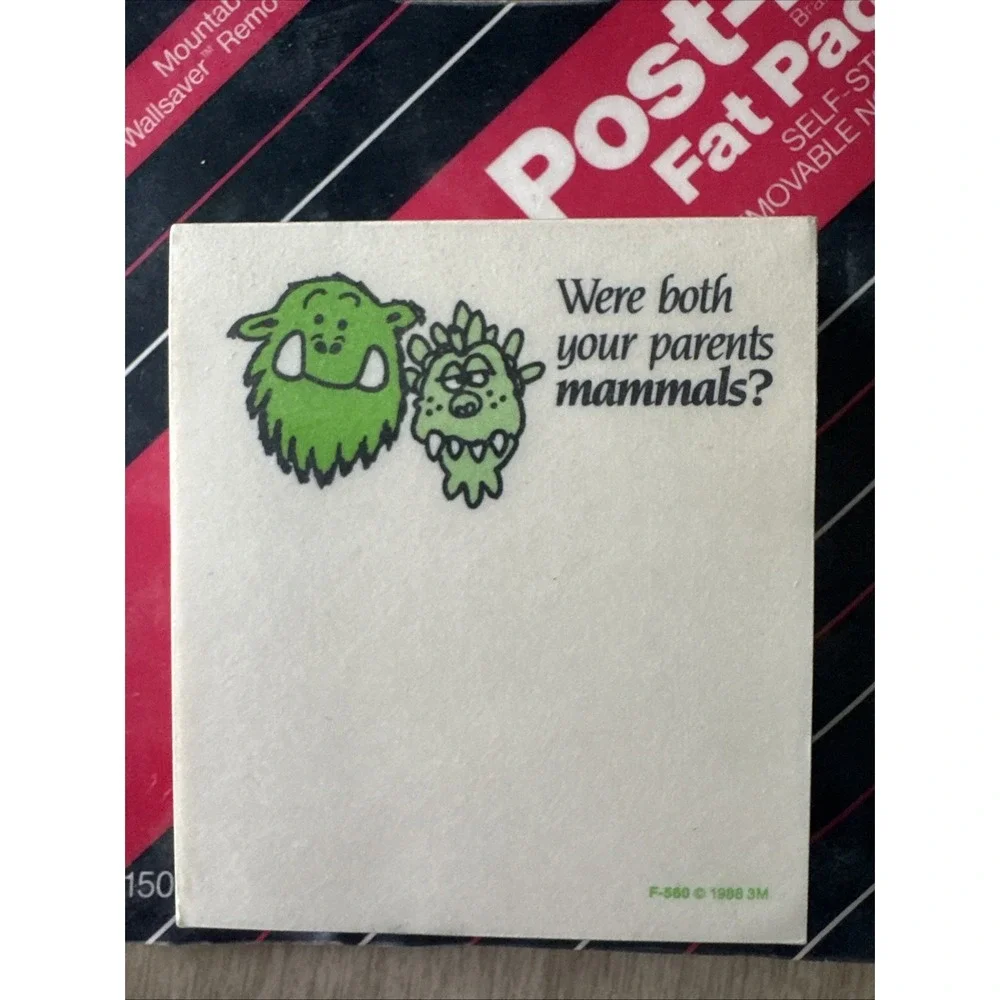 Vtg Post It Fat Pad Notes Funny Monsters 140 Sheets 3M NEW NOS Sealed Movie Prop
